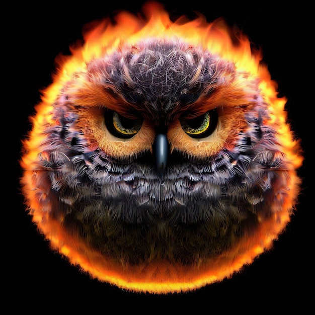 Un hibou avec un feu sur le visage