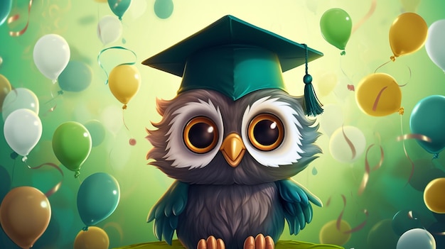 Hibou de graduation vert