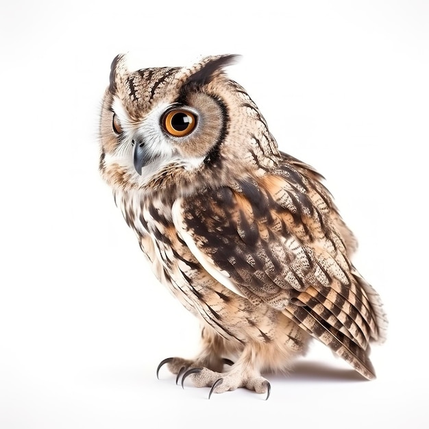 Hibou isolé sur fond blanc générer ai