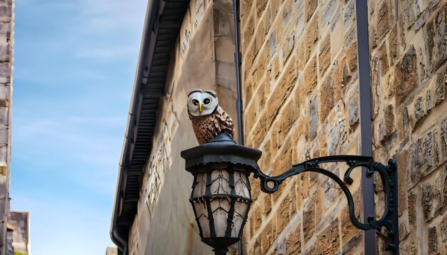 Photo un hibou sur un lampadaire