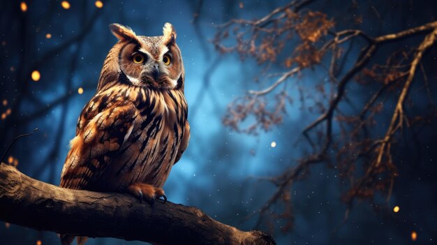 Le hibou la nuit.