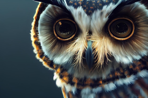Un hibou oiseau animal Portrait d'un hibou Peinture d'illustration de style d'art numérique