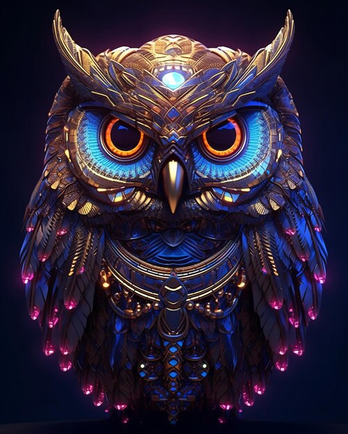 Hibou orné de bijoux