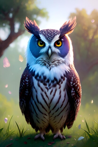 Hibou Portrait Animal Faune Generative AI