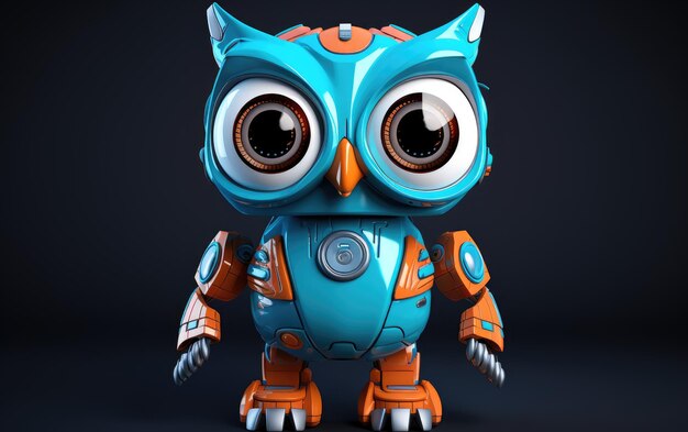 Un hibou robotique sur un fond noir