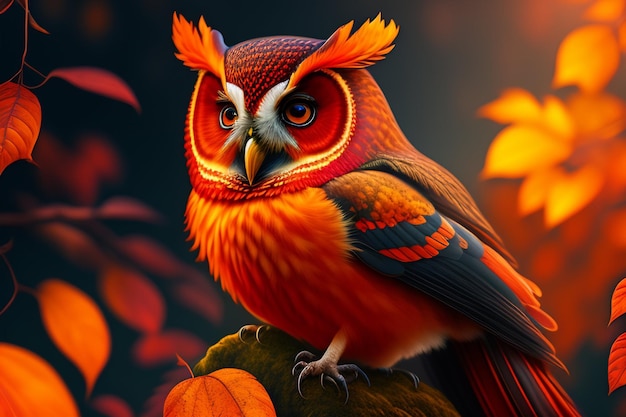 hibou rouge radieux 1