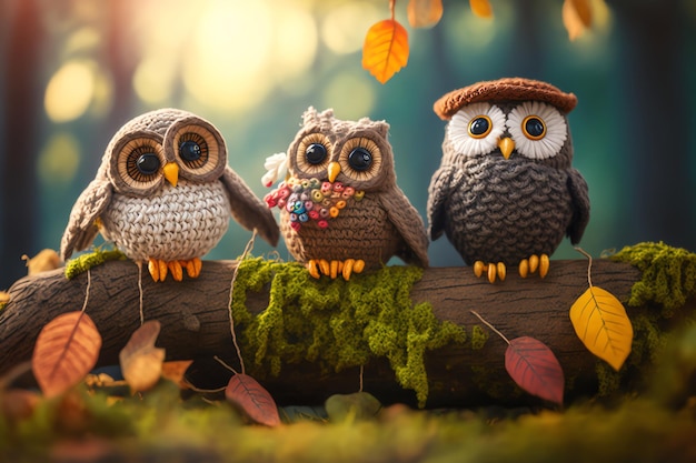 Photo hibou tricot art illustration mignon