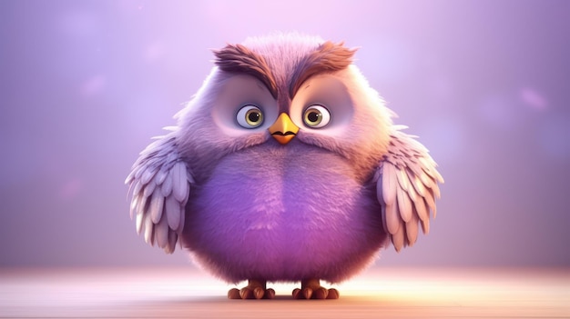 Un hibou violet avec un fond violet