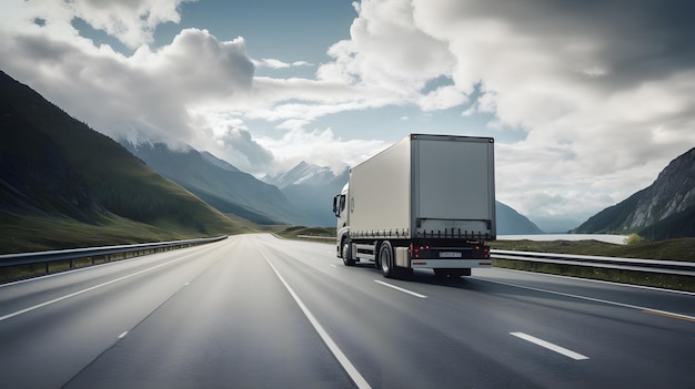 Highway Giants vue arrière d'un camion de 40 pieds sur la route ouverte