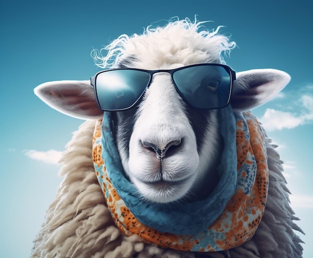 Hilarious Sheep Sporting Lunettes de soleil Generative AI