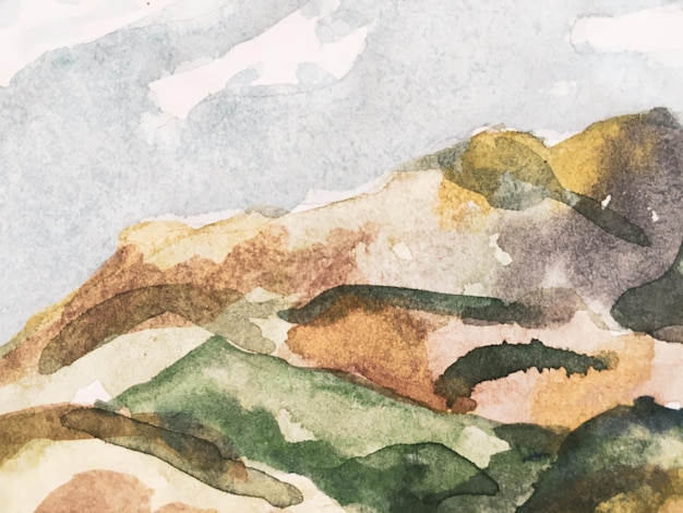 L'Himalaya. L'aquarelle coréenne. L'impression. L'illustration de la montagne bleu indigo et brune. Le croquis géométrique contemporain. Les montagnes japonaises stylisées en aquarelle. Le fond rocheux de la randonnée asiatique.