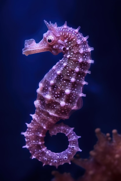 Photo un hippocampe au visage blanc et à l'oeil noir