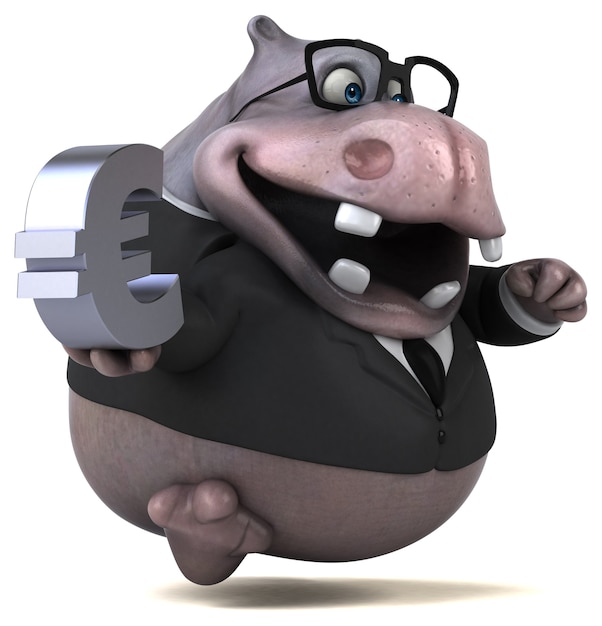 Hippopotame amusant - Illustration 3D