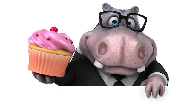Hippopotame amusant - Illustration 3D