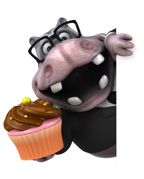 Hippopotame amusant - Illustration 3D