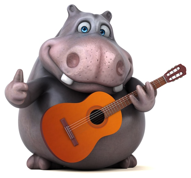 Hippopotame amusant - Illustration 3D