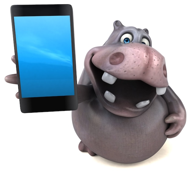 Hippopotame amusant - Illustration 3D