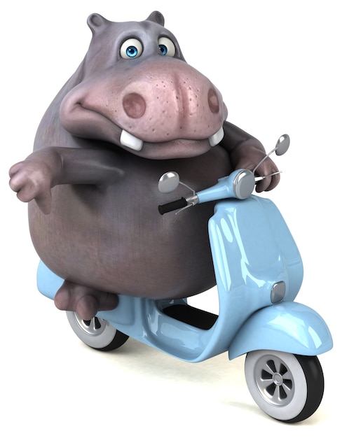 Hippopotame amusant - Illustration 3D