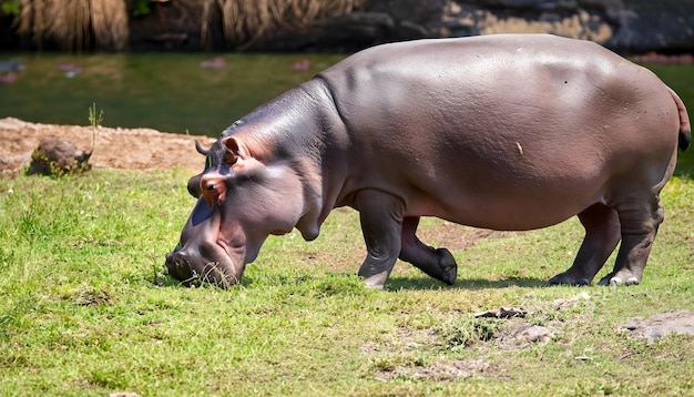 un hippopotame avec des cornes sur la tête