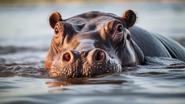 Photo l'hippopotame dans la rivière