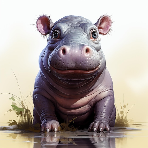 L'hippopotame est un petit hippopotame comique et mignon.