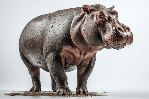 Un hippopotame avec un fond blanc