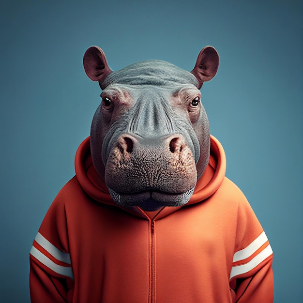 Hippopotame hippopotame réaliste réaliste en tenue d'exercice d'entraînement sportif sportif