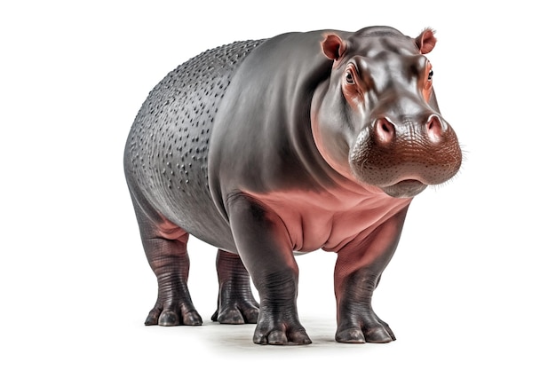 Un hippopotame isolé sur un fond blanc