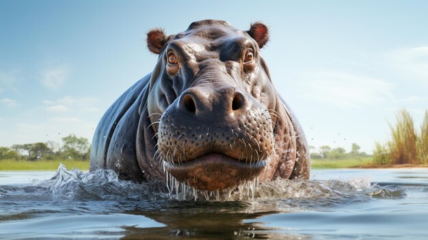 Un hippopotame isolé sur fond