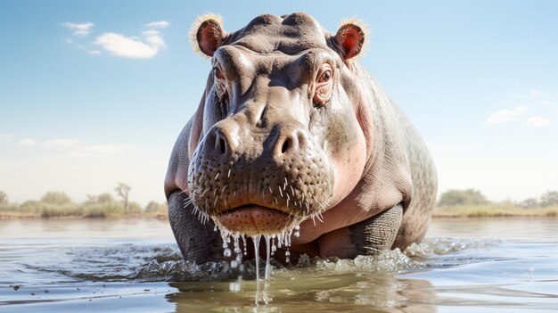 Photo un hippopotame isolé sur fond