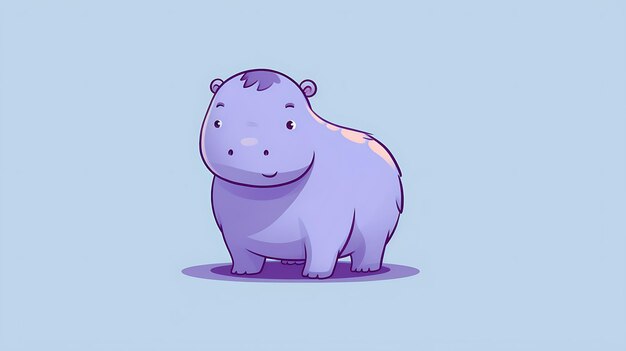 un hippopotame mignon à l'arrière-plan en pastel