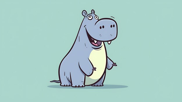 un hippopotame mignon à l'arrière-plan en pastel