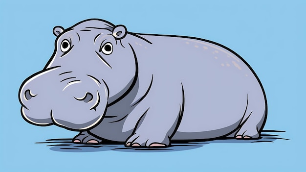 un hippopotame mignon à l'arrière-plan en pastel