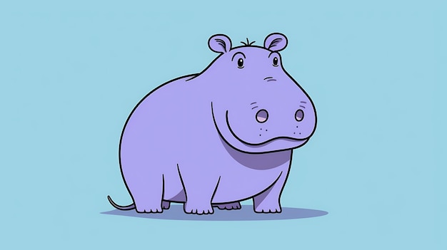 un hippopotame mignon à l'arrière-plan en pastel