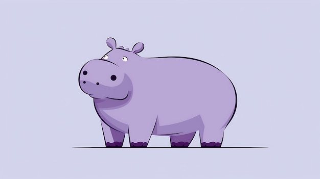 un hippopotame mignon à l'arrière-plan en pastel