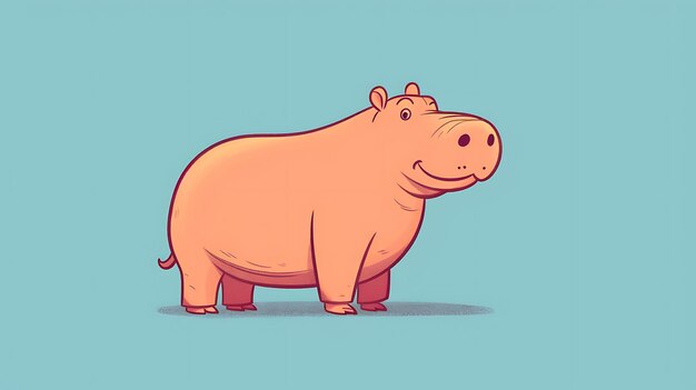 un hippopotame mignon à l'arrière-plan en pastel