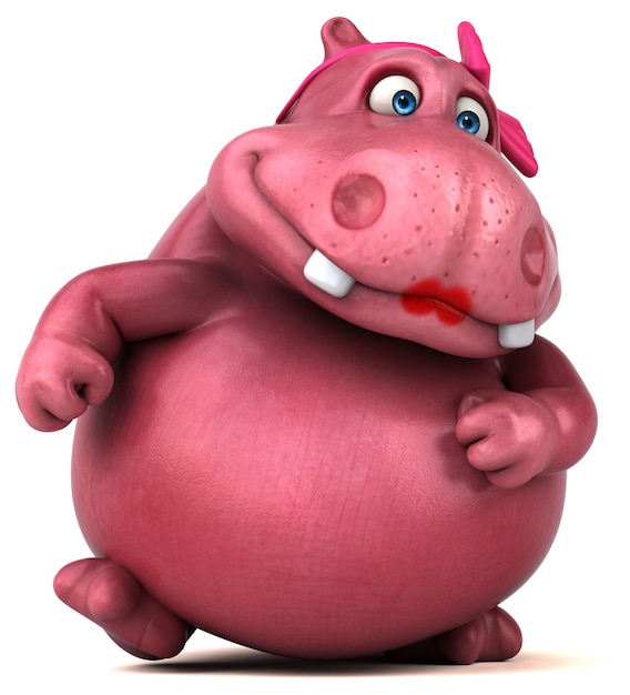 Hippopotame rose - Illustration 3D