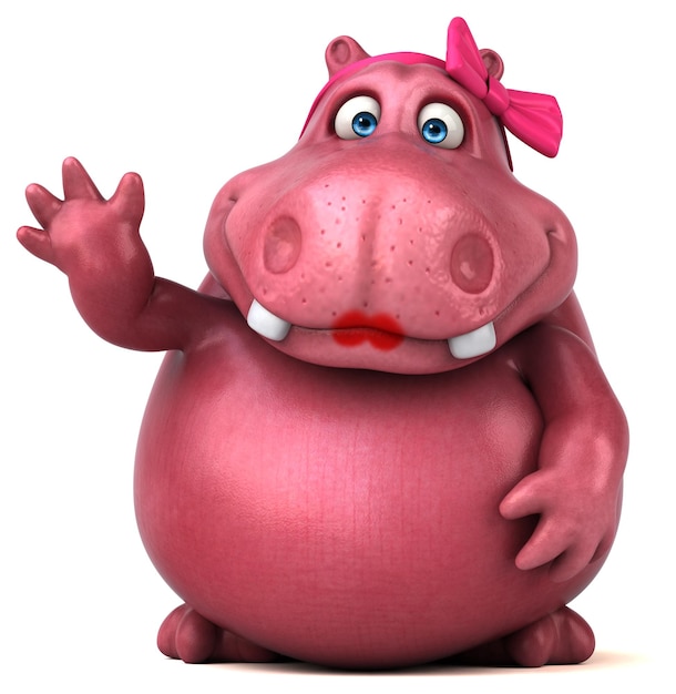 Hippopotame rose - Illustration 3D