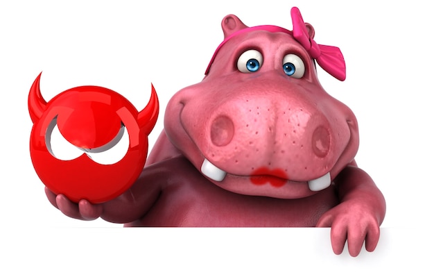 Hippopotame rose - Illustration 3D