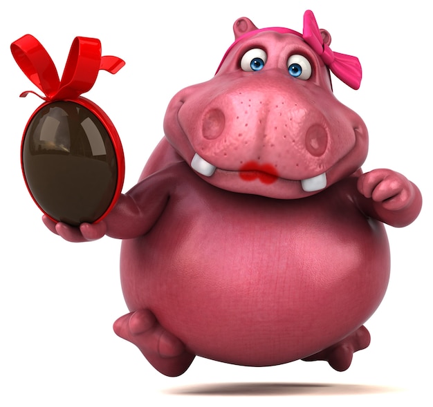 Hippopotame rose - Illustration 3D