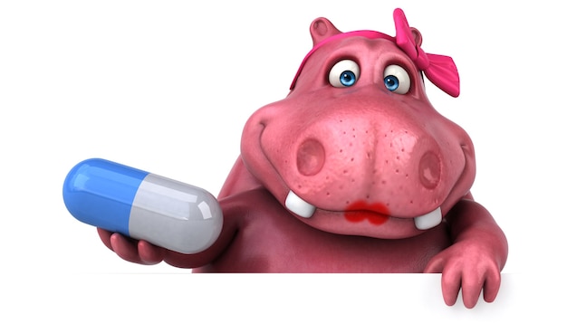 Hippopotame rose - Illustration 3D