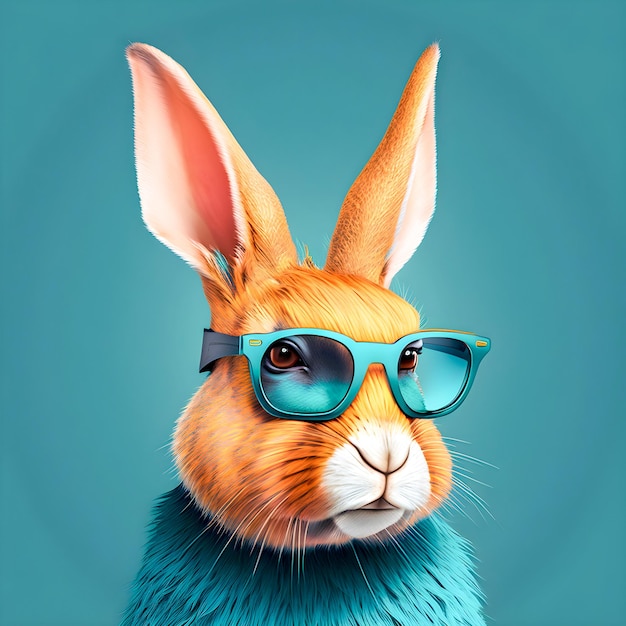 Hipster lapin portrait mignon drôle Art Illustration