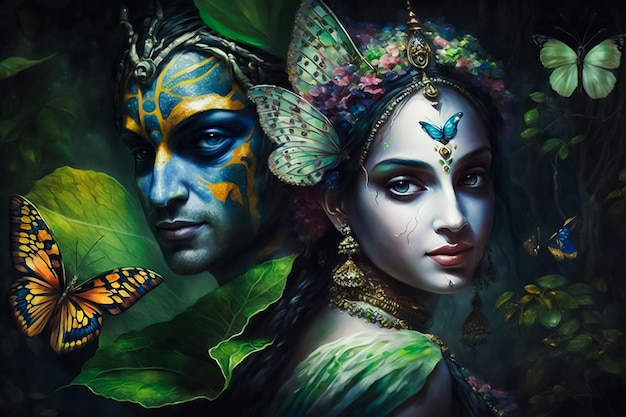 L'histoire d'amour de Radha et Krishna dans un monde de nature