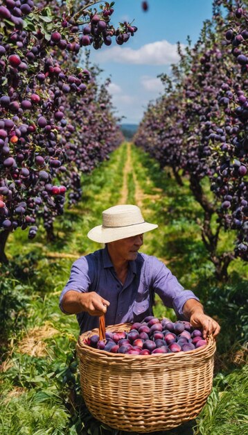 Photo une histoire de récolte de prunes