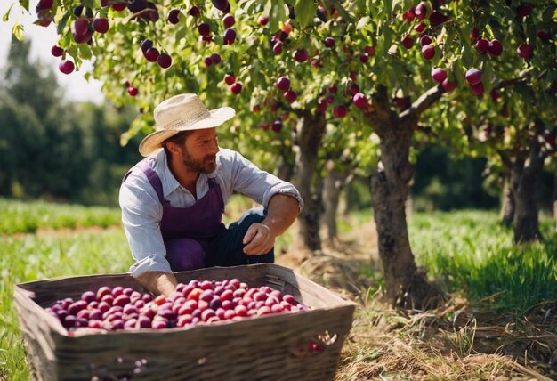 Photo une histoire de récolte de prunes