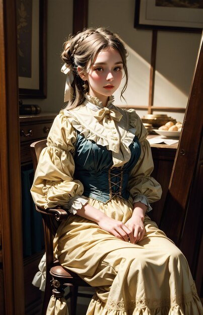 Historique de l'ère victorienne Portrait d'une femme élégante dans une robe vintage