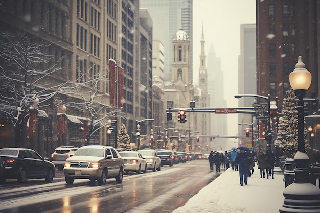 L'hiver à Chicago Illinois les jours froids illustration du paysage