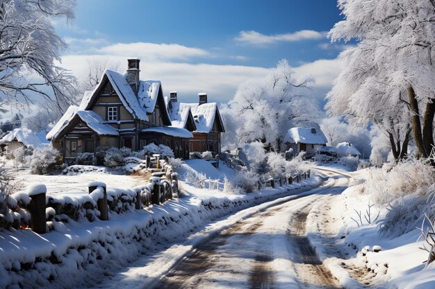 L'hiver dans un petit village calme et serein