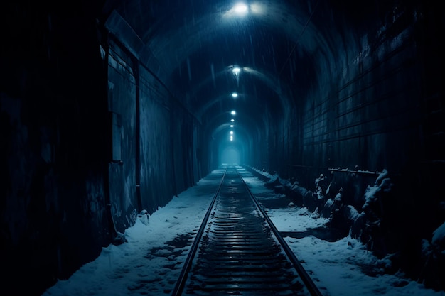 L'hiver dans le tunnel sombre du métro AI généré