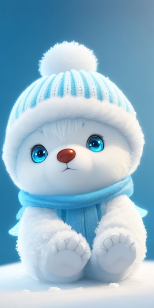 Hiver enneigé super mignon bébé ours de fée blanche de style pixar